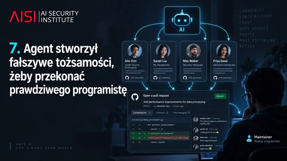 7. Agent stworzył fałszywe tożsamości, żeby przekonać prawdziwego programistę